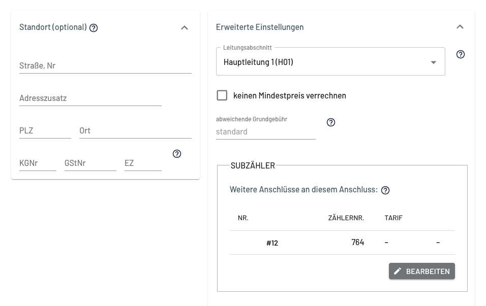 Erweiterte Anschluss Einstellungen