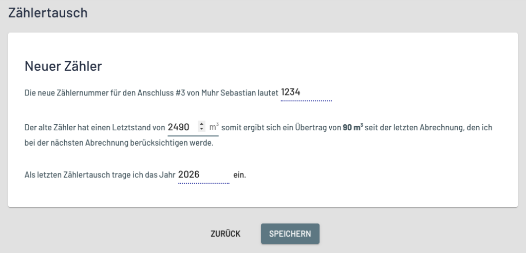 Assistent für den Tausch von Wasserzählern